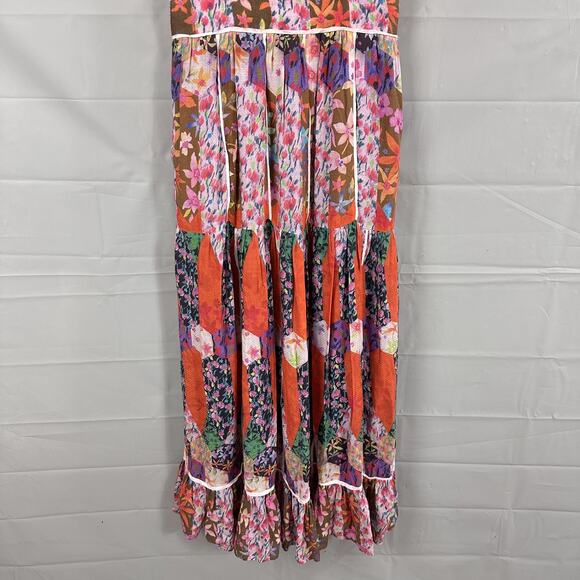 Anthropologie Dress 2P Bhanuni by Jyoti Square Neck Maxi Floral Patchwork Boho - Picture 6 of 16